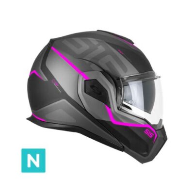 Casco Moto Modulare Reversibile CGM 515S VERSO RACE Nero Fucsia Fluo Opaco