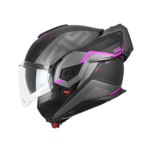 Casco Moto Modulare Reversibile CGM 515S VERSO RACE Nero Fucsia Fluo Opaco
