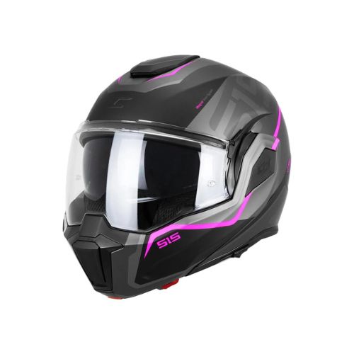 Casco Moto Modulare Reversibile CGM 515S VERSO RACE Nero Fucsia Fluo Opaco - immagine 4